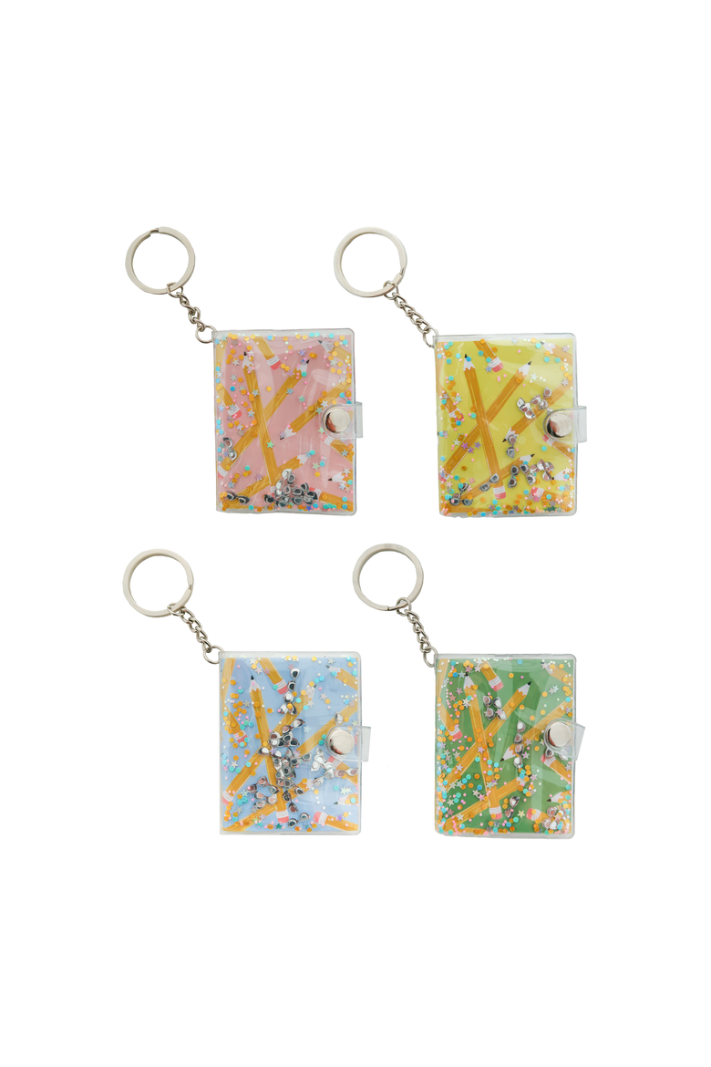 Back to School Mini Notebook Keychain in Pink - 4 Color Options, Alternate, color, Yellow