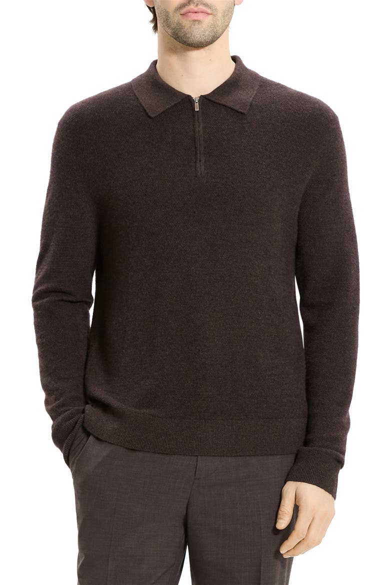 Cyr Quarter Zip Cashmere Sweater, Main, color, BROWNWOOD MELANGE