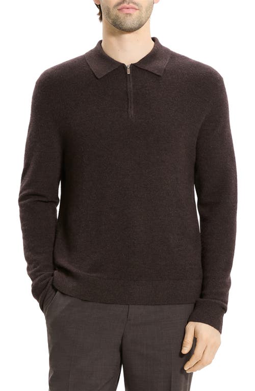 Theory Cyr Quarter Zip Cashmere Sweater In Brown