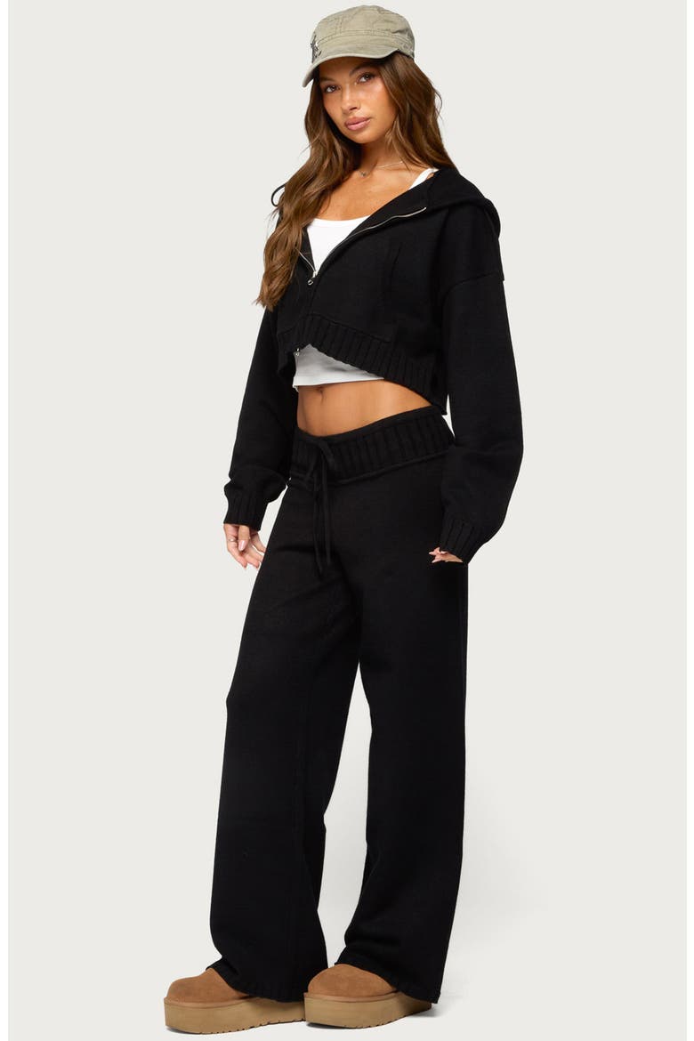 Russell Wide Leg Sweater Knit Pants, Alternate, color, BLACK
