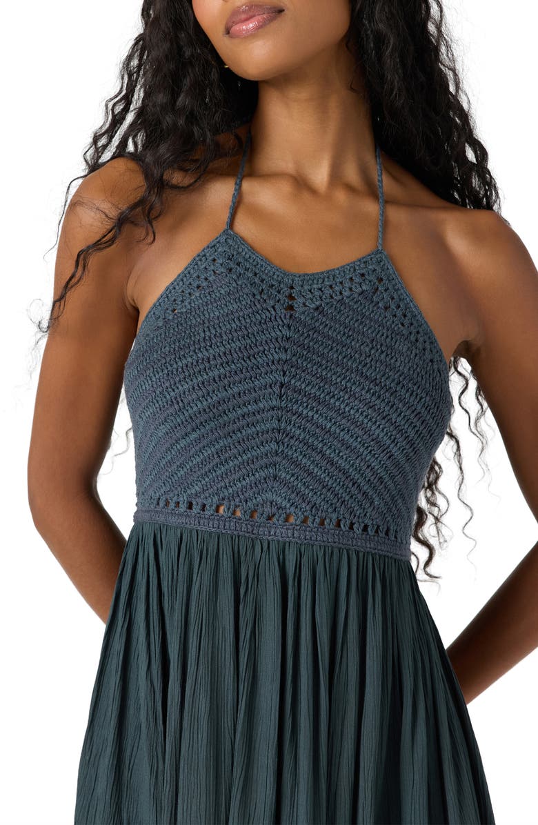 O'Neill Kindra Mixed Media Halter Dress, Alternate, color, Slate Blue