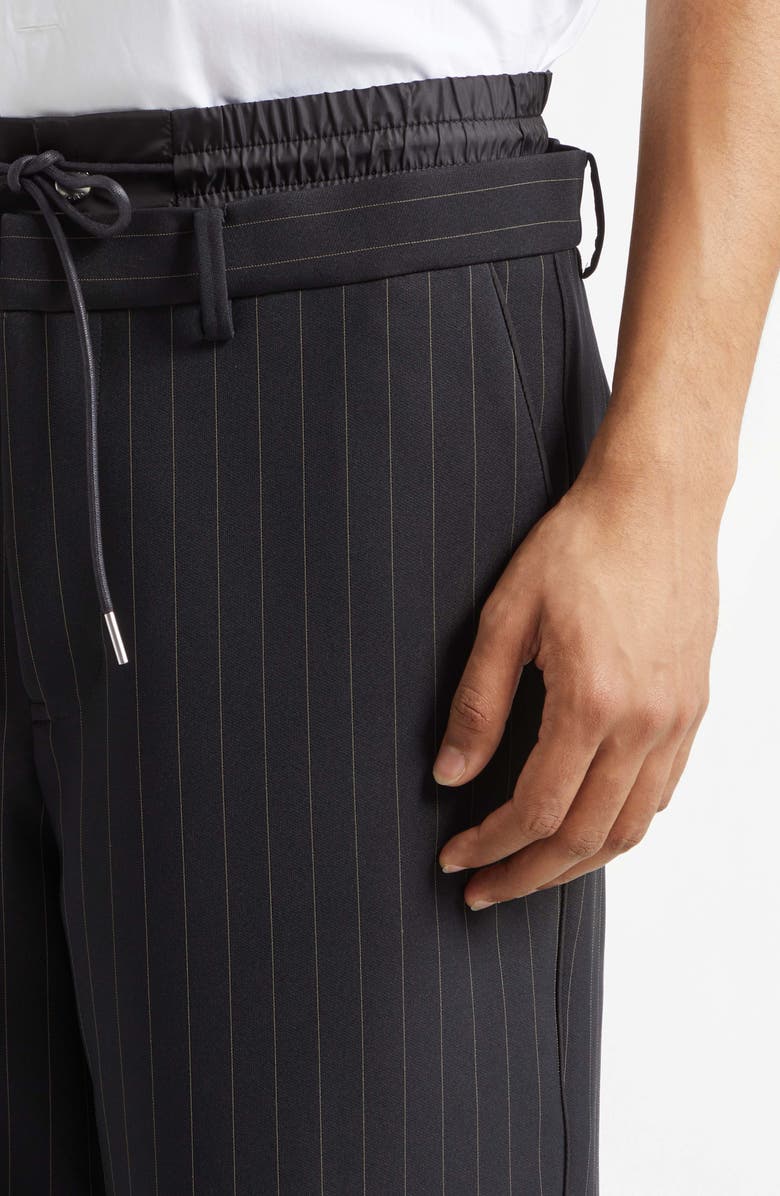 Sacai Matelassé Twill Double Waist Pants, Alternate, color, Black Stripe