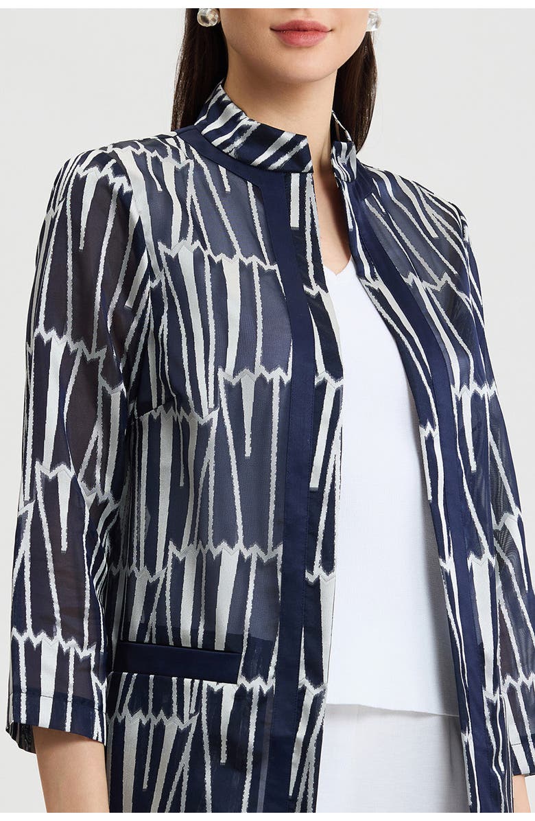 Ming Wang Heritage Novelty Woven Patterned Topper, Alternate, color, Indigo/White