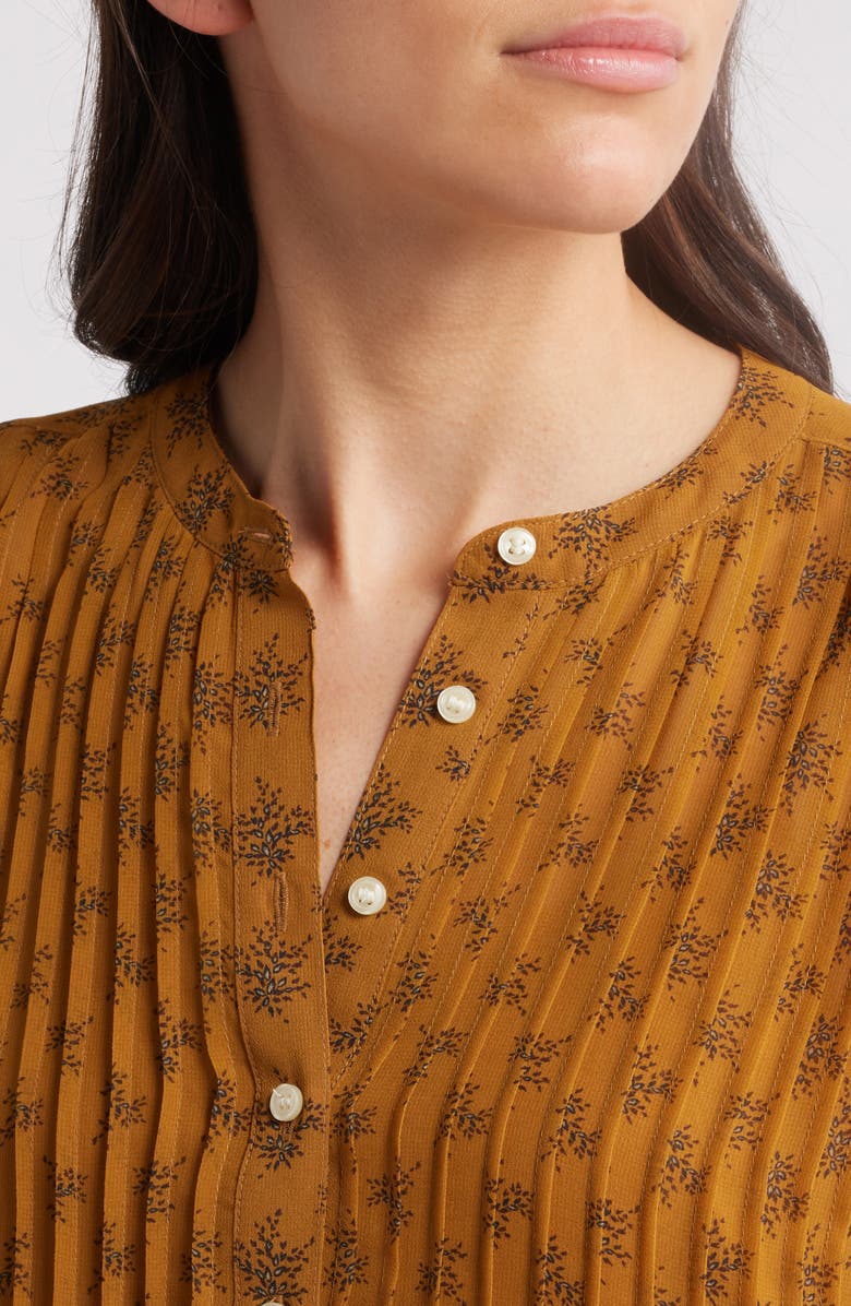 Treasure & Bond Floral Print Long Sleeve Midi Dress, Alternate, color, Brown- Navy Sprout Ditsy