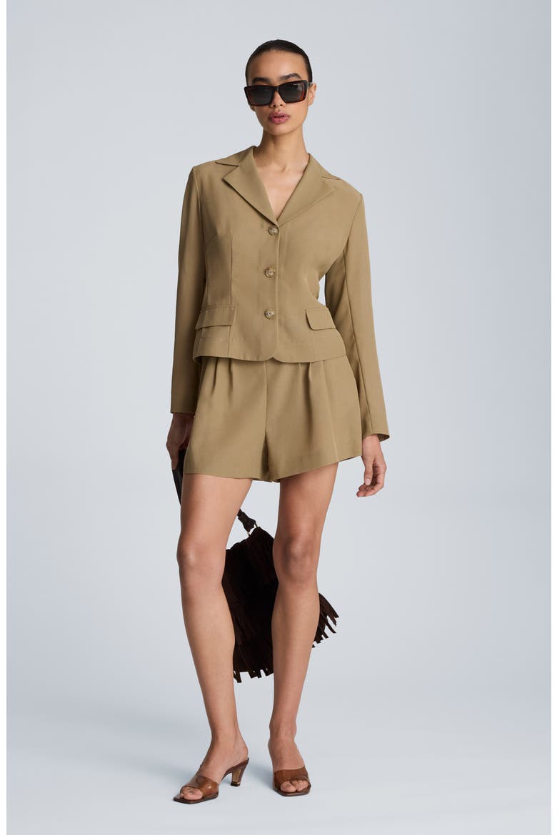 Belted High Waist Shorts, Alternate, color, MOSS TAUPE