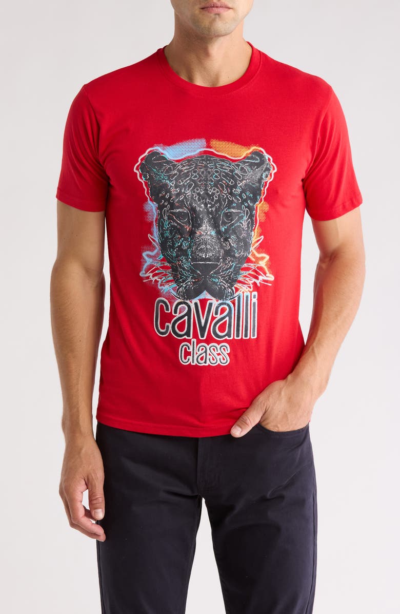 Cavalli Class Stretch Cotton Graphic T-Shirt, Main, color,