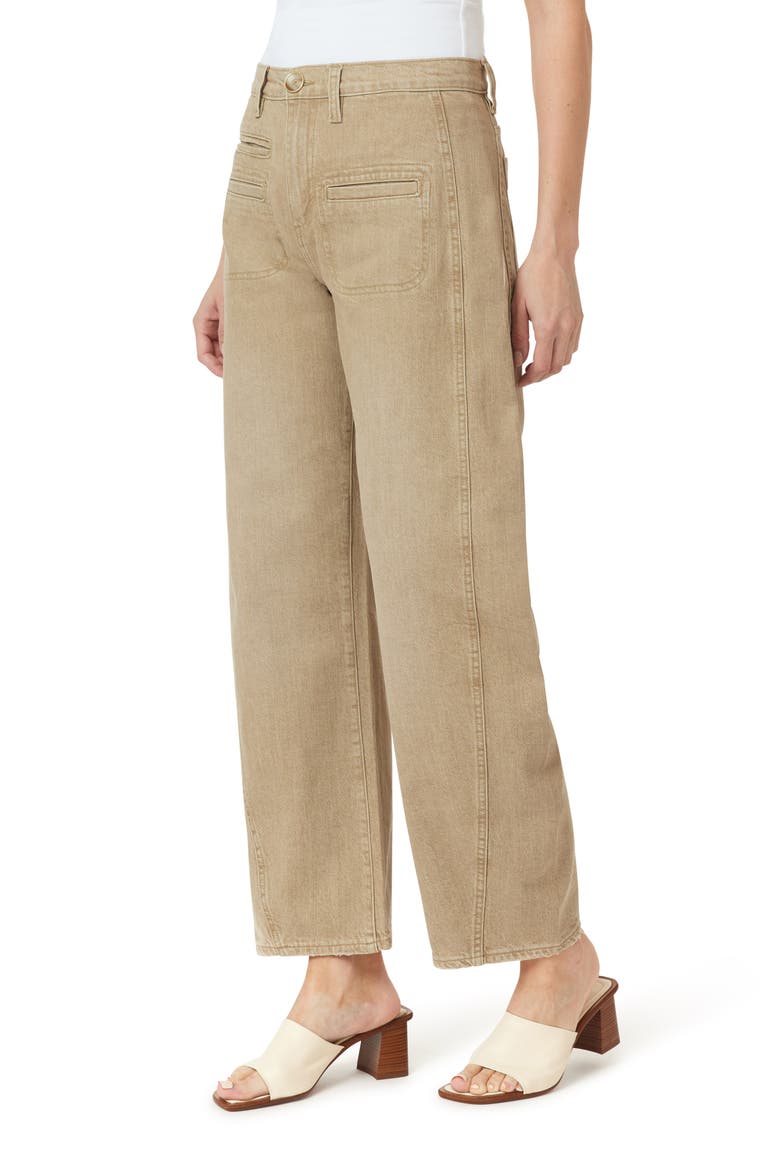 Evie High Front Patch Ankle Barrel Leg Jeans, Alternate, color, BROWN RICE