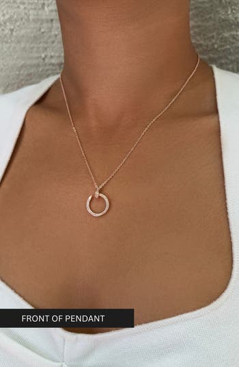 Curved Cubic Zirconia Nail Ring Pendant Necklace