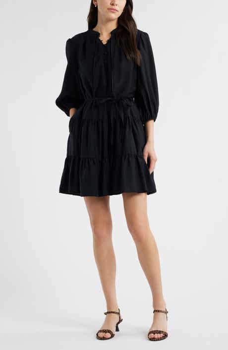 Caslon® Tie Neck Tiered Dress