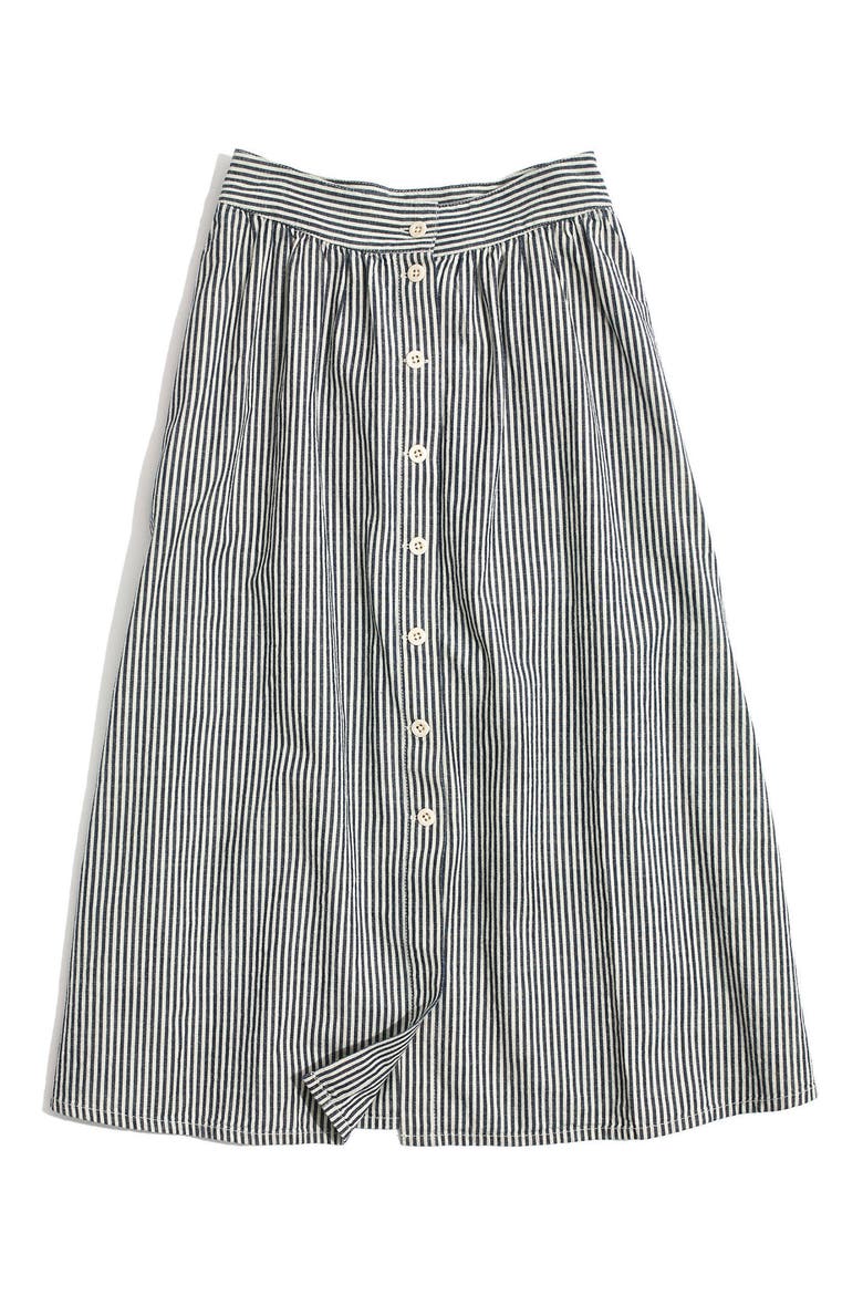 Palisade Chambray Stripe Button Front Midi Skirt, Alternate, color, CHAMBRAY STRIPE