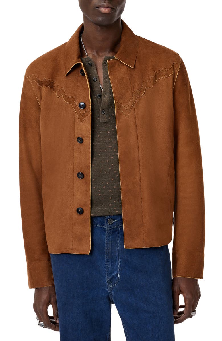 John Varvatos Marlee Suede Western Jacket, Main, color, Balsa