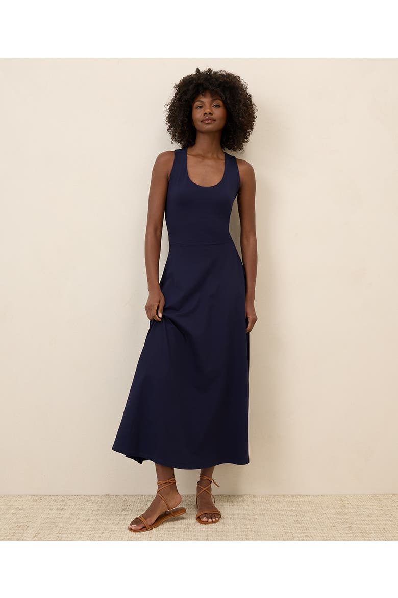 Organic Cotton Fit & Flare Open Back Maxi Dress, Main, color, Eclipse