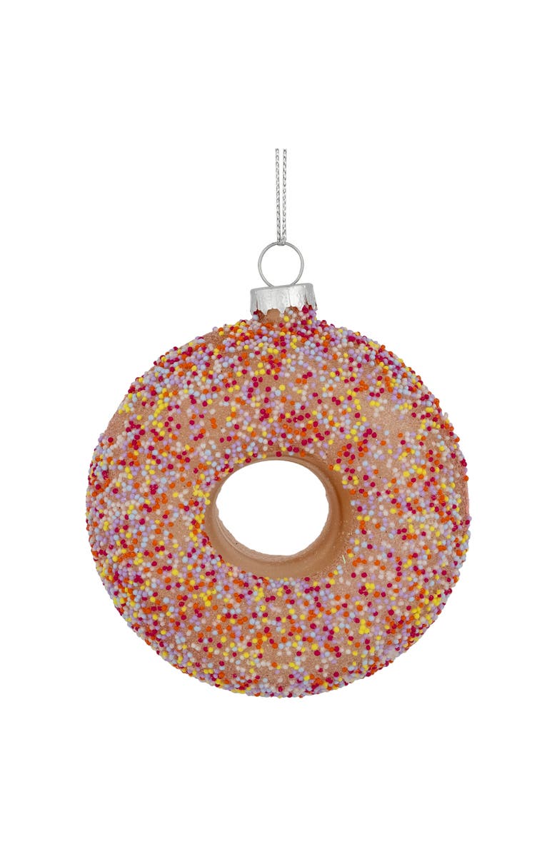 Northlight 4.75" Pink Frosted Doughnut Glass Christmas Ornament, Main, color, 