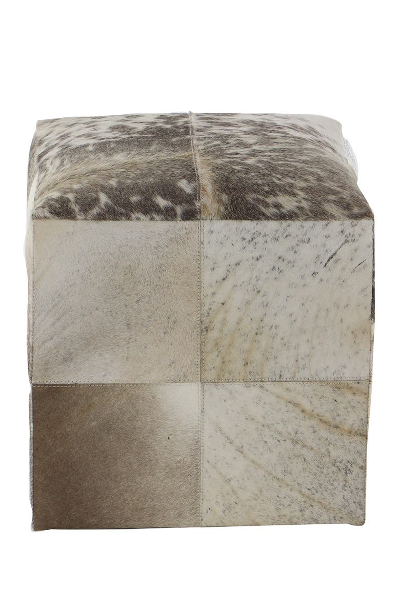 WILLOW ROW Smoke Gray Modern Leather Ottoman, Alternate, color, 