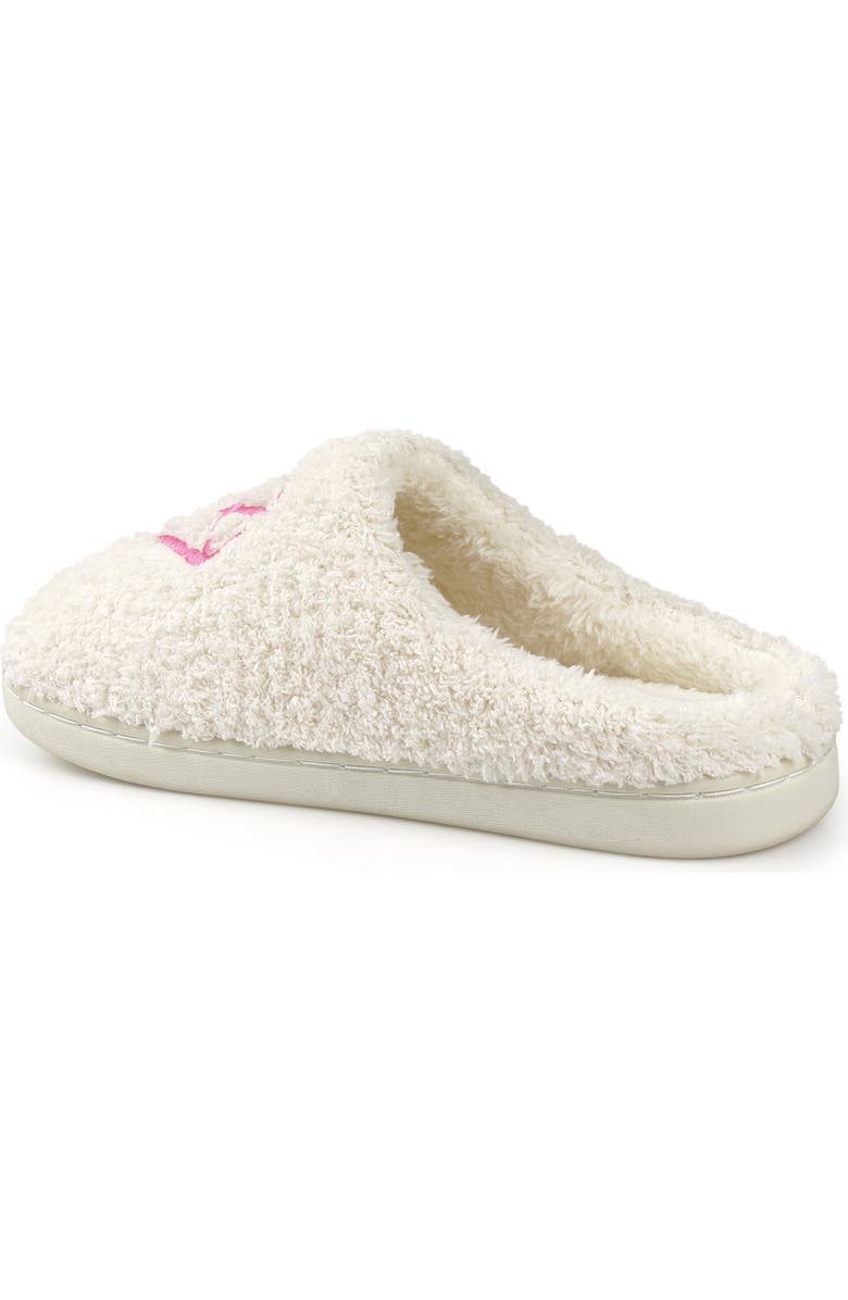 ROCK AND CANDY Embroidered Faux Fur Scuff Slippers, Alternate, color, White Fabric