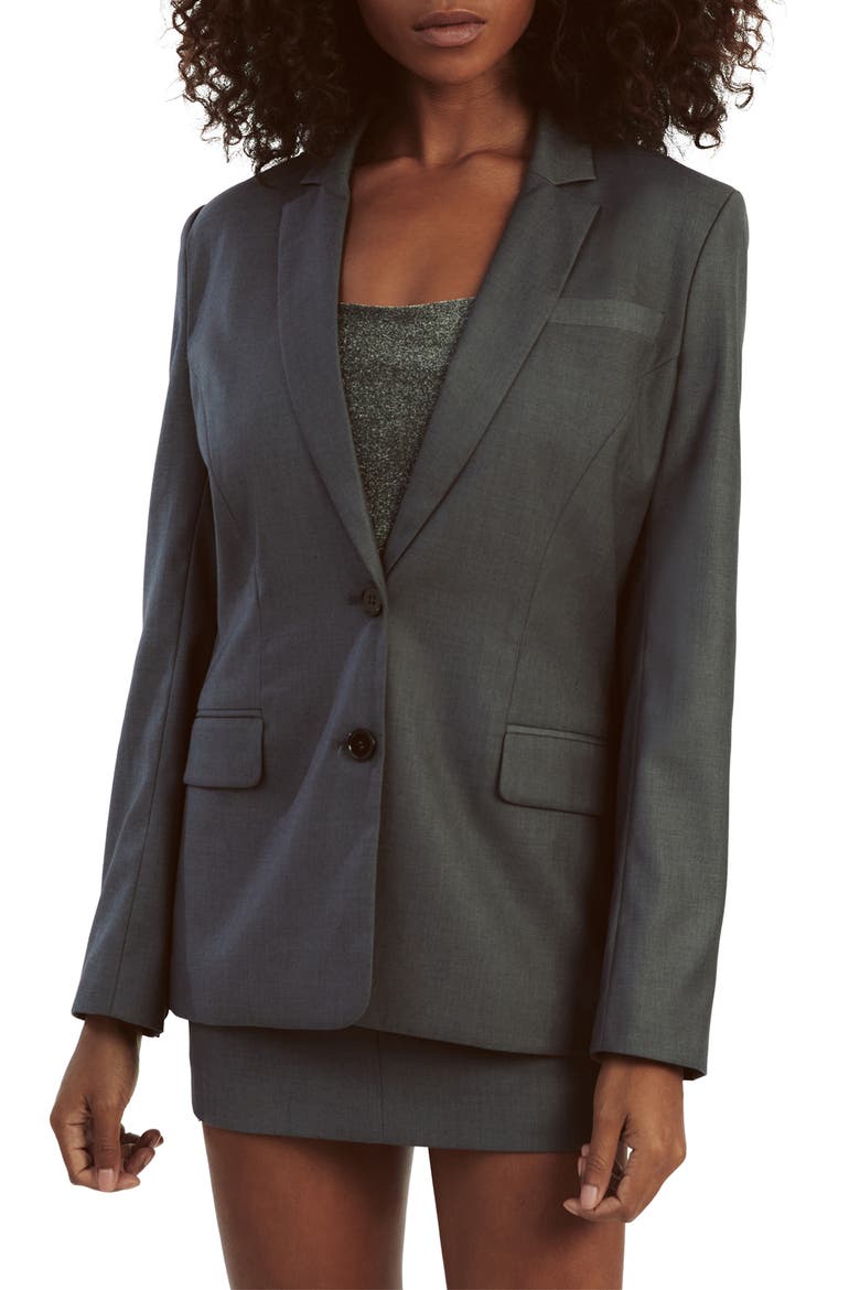 Maika Fitted Blazer, Alternate, color, DARK GREY