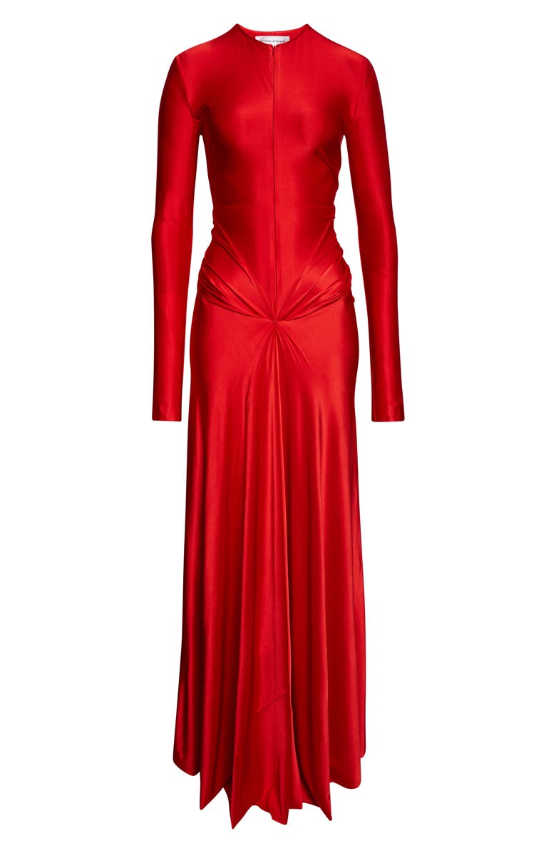 Victoria Beckham Twisted Cutout Long Sleeve Jersey Gown, Alternate, color, Cardinal Red