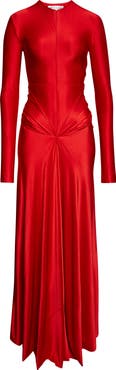 Victoria Beckham Twisted Cutout Long Sleeve Jersey Gown