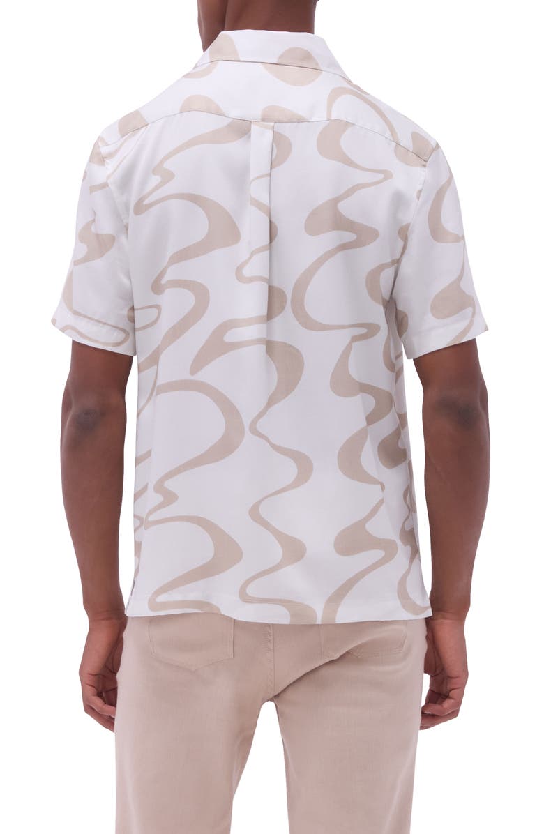 Bugatchi Jackson Abstract Print Lyocell Camp Shirt, Alternate, color, Sand