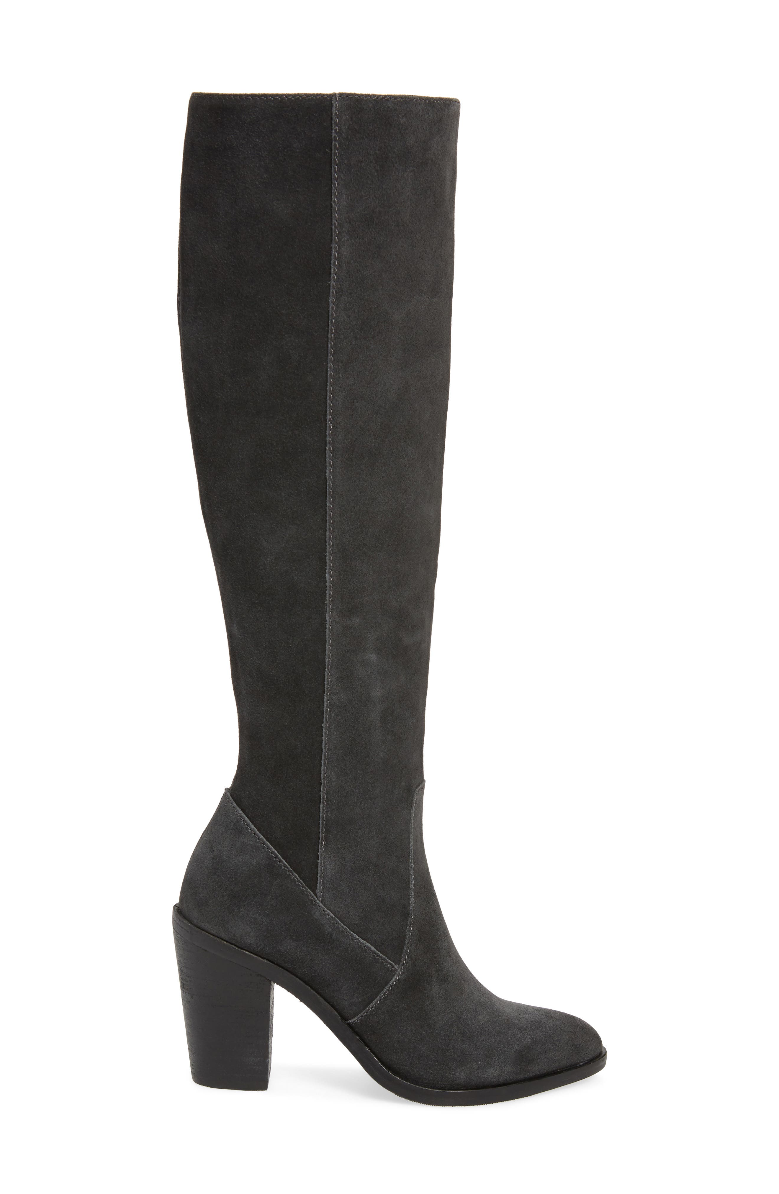 Zoe Knee High Boot, Alternate, color, CHARCOAL SUEDE