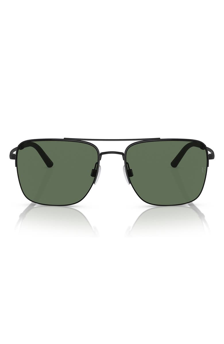 Oliver Peoples Roger Federer 56mm Polarized Pilot Sunglasses, Main, color, Matte Black Polarized