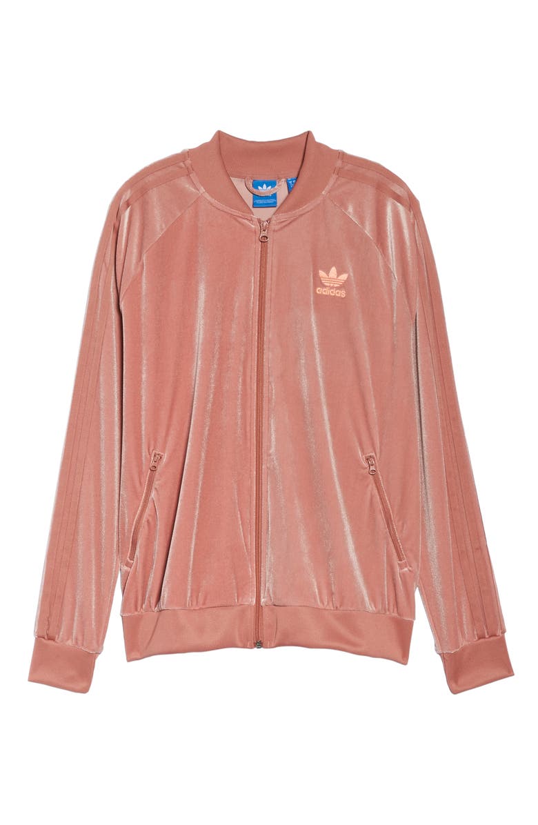 adidas Originals Velvet Zip Sweatshirt, Alternate, color, 