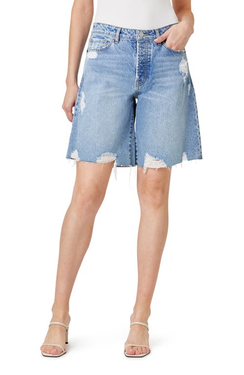 Shop Habitual Easy Long Cutoff Denim Shorts In Pacific