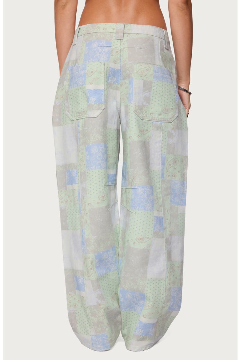 Patchwork Print Low Rise Wide Leg Jeans, Alternate, color, MIX