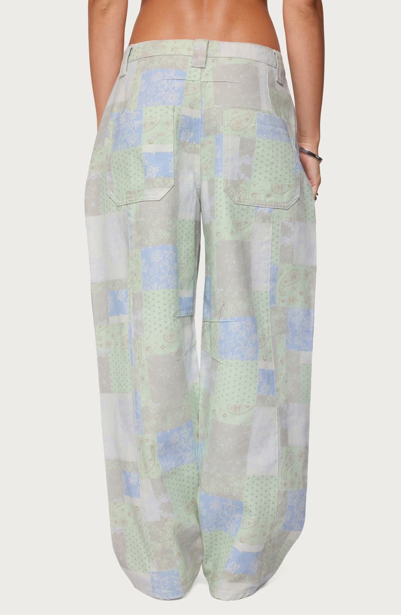 EDIKTED Patchwork Print Low Rise Wide Leg Jeans, Alternate, color, Mix