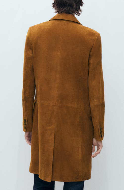 Mango Notched Lapel Suede Coat