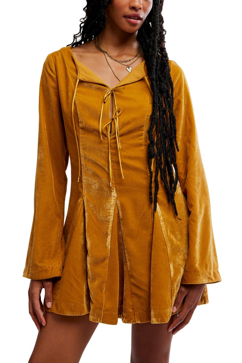 Linney Velvet Minidress, Alternate, color, GOLDEN SYRUP