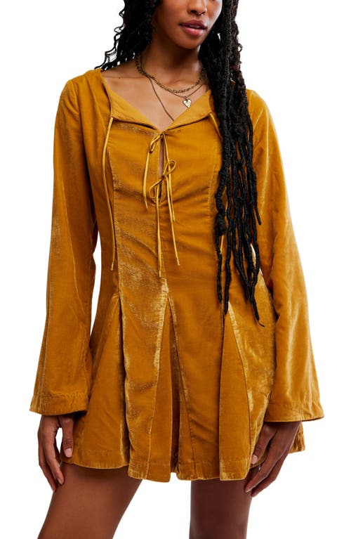 Free People Linney Velvet Minidress In Yellow