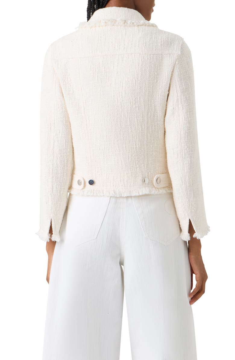 Akris punto Fringe Cotton Blend Tweed Jacket, Alternate, color, Cream