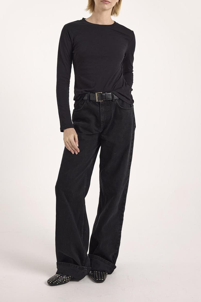 Long Sleeve Cotton Crew Neck T-shirt, Alternate, color, Black