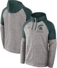 Nike Men's Nike Heather Gray Michigan State Spartans Fitness Raglan Performance Full-Zip Hoodie