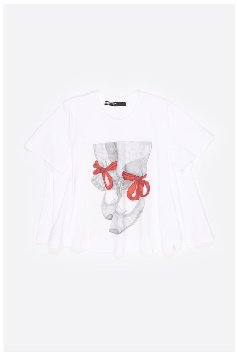 Ballerinas Logo A-Line T-Shirt, Alternate, color, WHITE