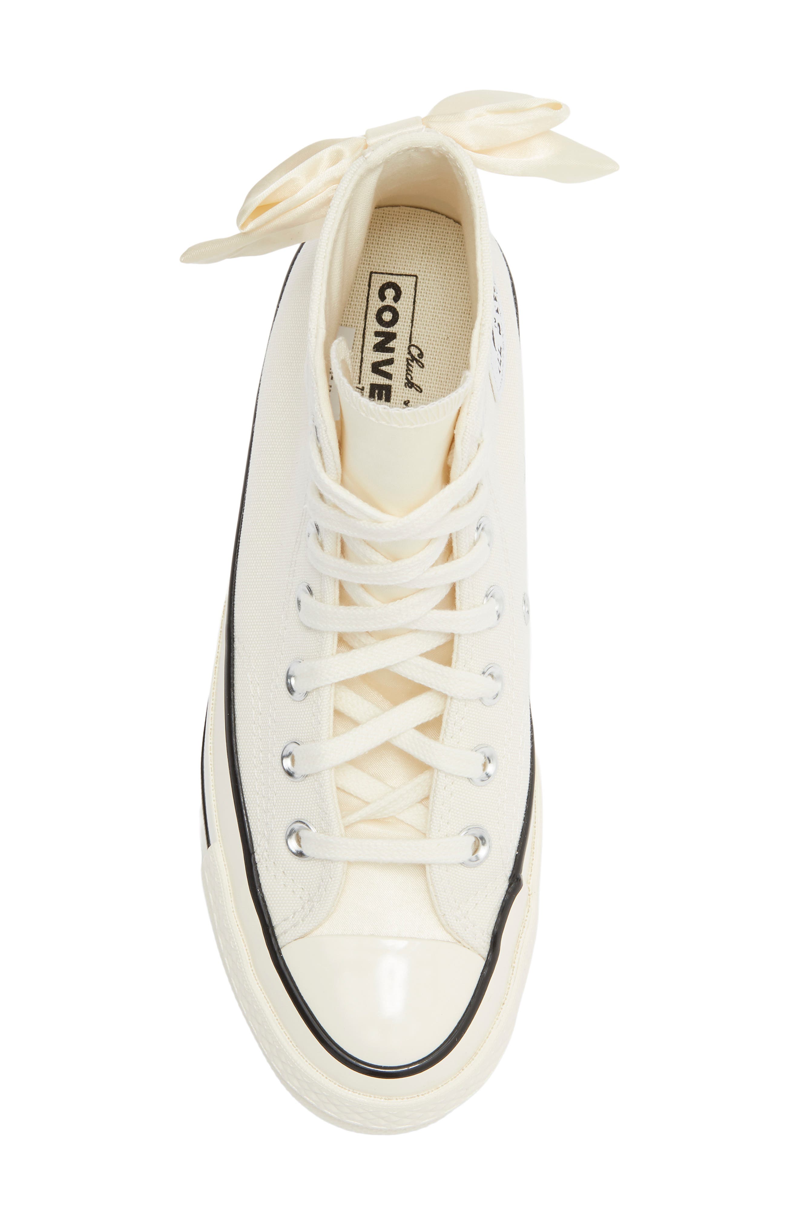 Converse Chuck 70 Bow High Top Canvas Sneaker, Alternate, color, Egret/ Egret/ Black