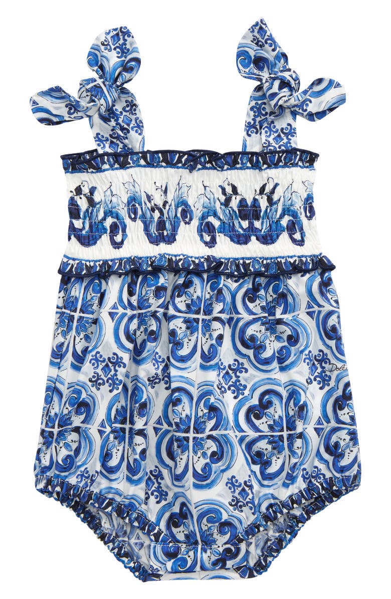 Dolce&Gabbana Majolica Print Cotton Romper, Main, color,