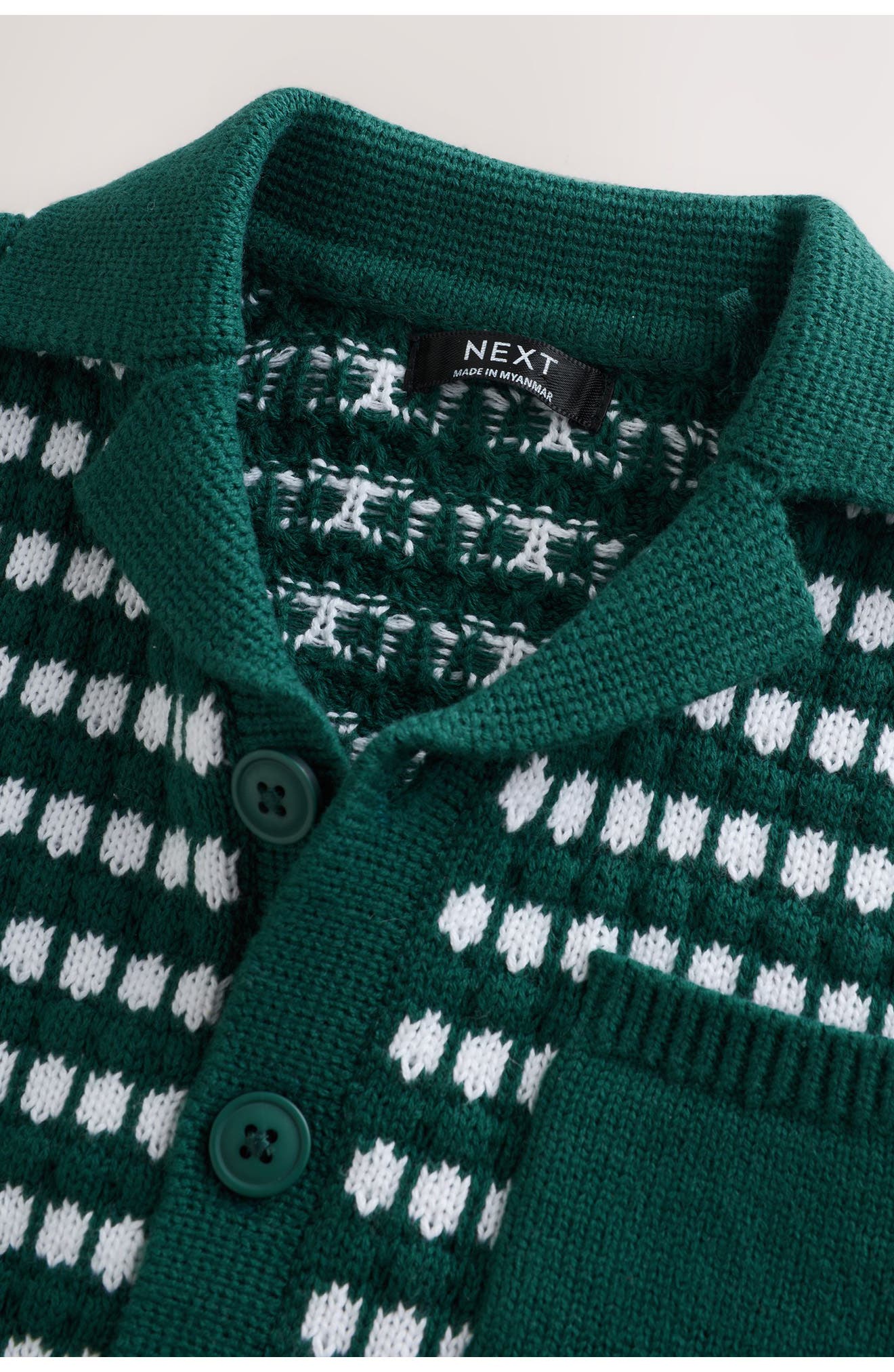 NEXT Kids' Mono Stripe Crochet Polo & Shorts Set — фото 7