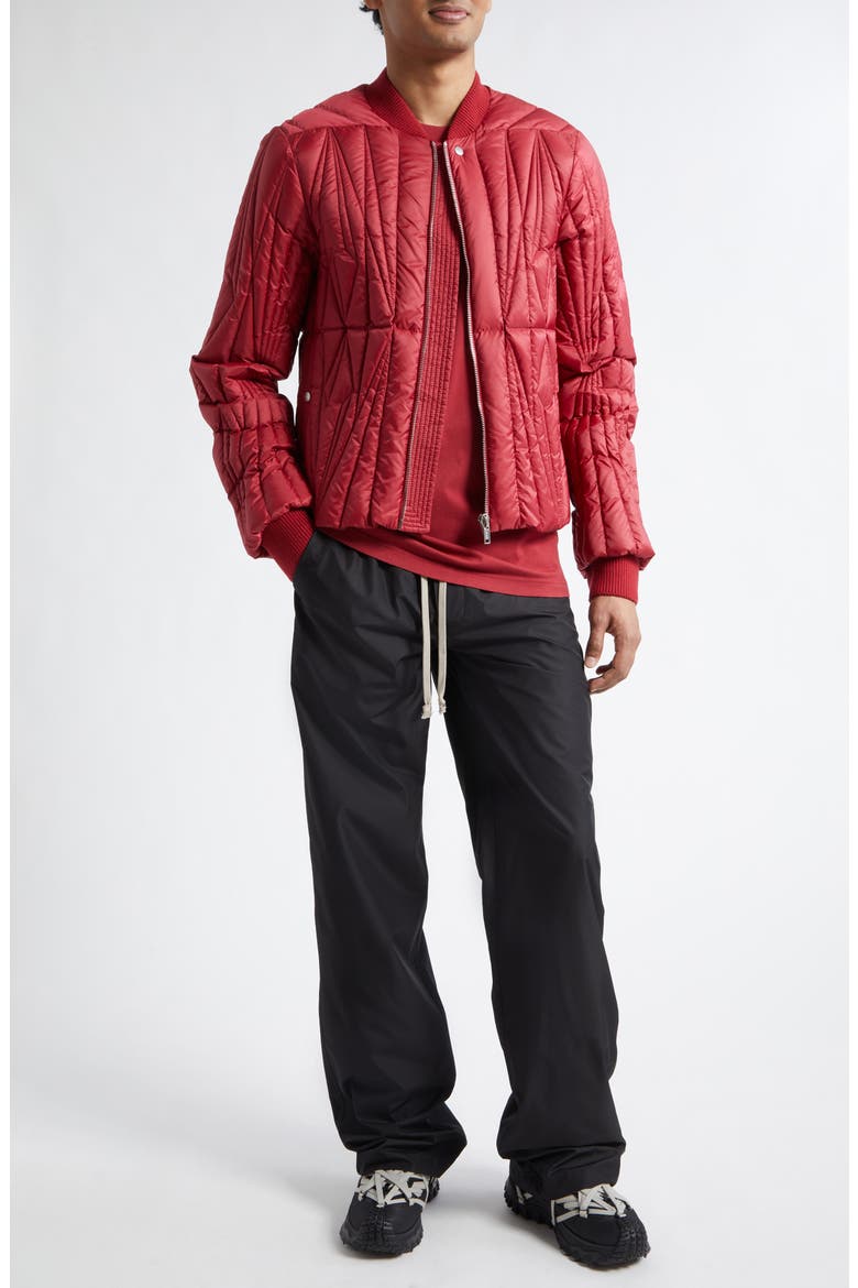 x Rick Owens Geocamo Flight Down Bomber Jacket, Alternate, color, RED