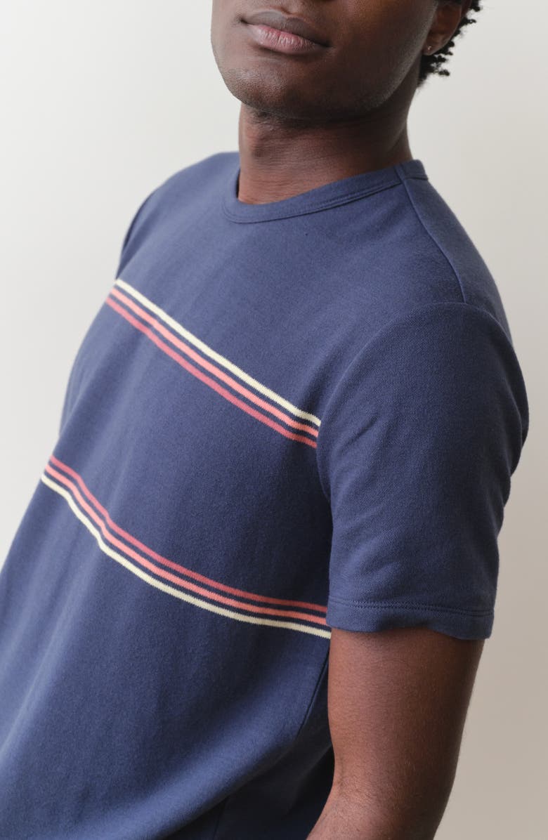 Marine Layer Signature Jacquard Stripe T-Shirt, Alternate, color, Navy Sunset Stripe
