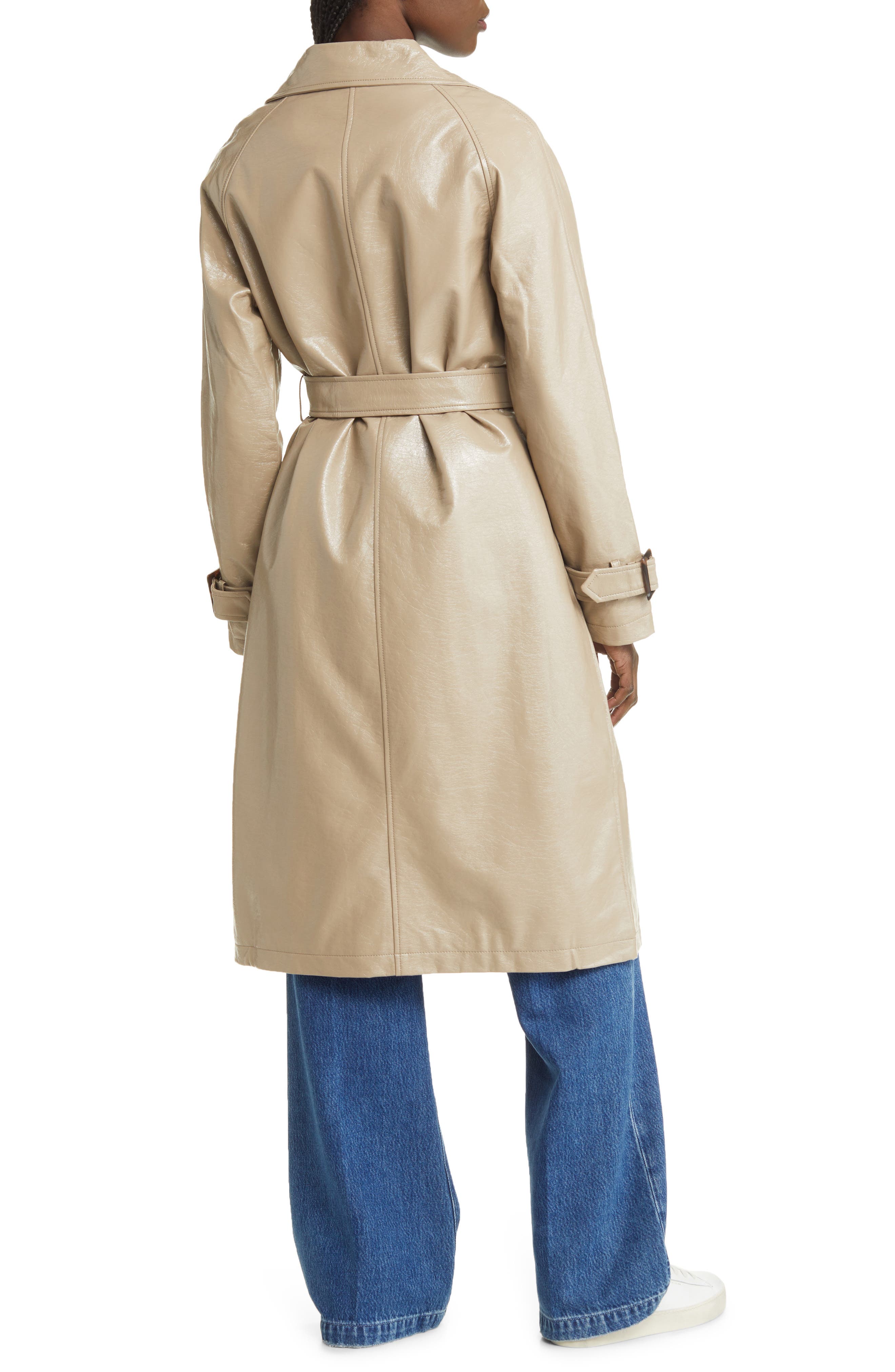 Apparis Double Breasted Faux Leather Trench Coat (Women) | Nordstromrack