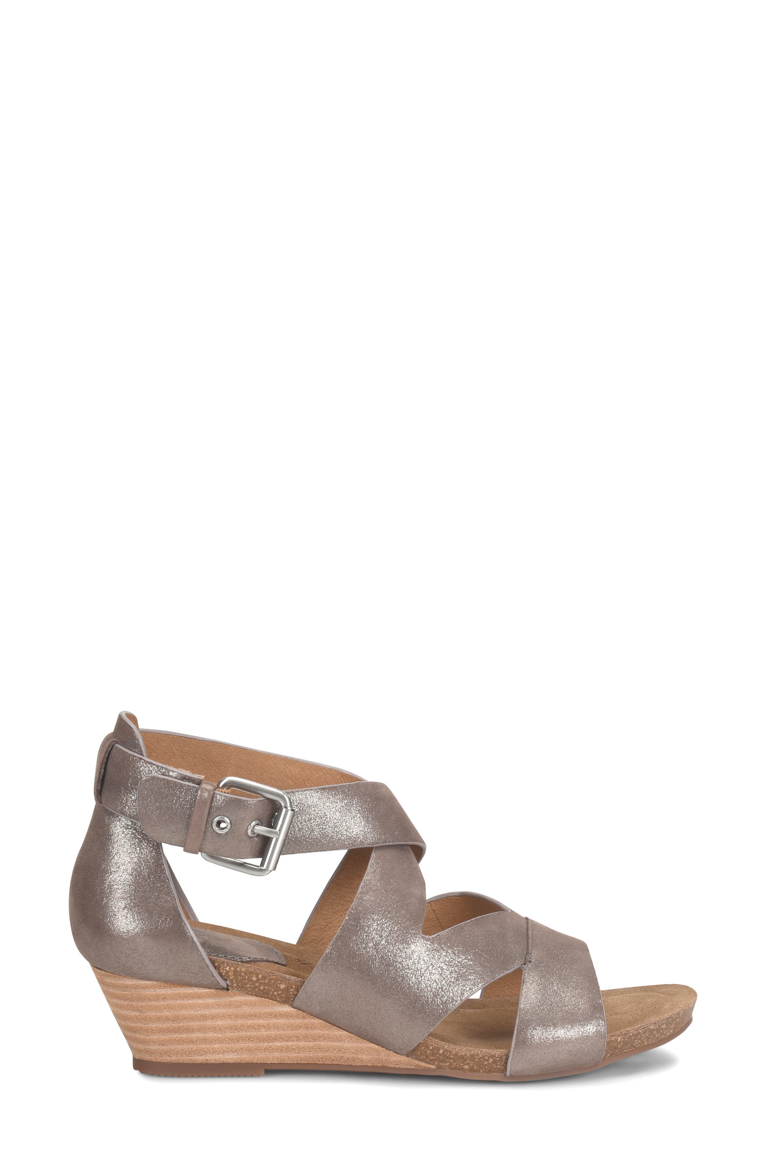 Vara Wedge Sandal, Alternate, color, METALLIC TAUPE LEATHER