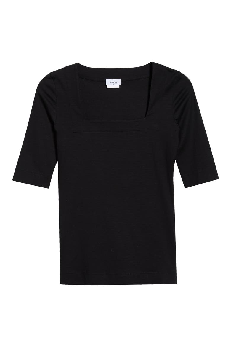 Square Neck Jersey T-Shirt, Alternate, color, BLACK