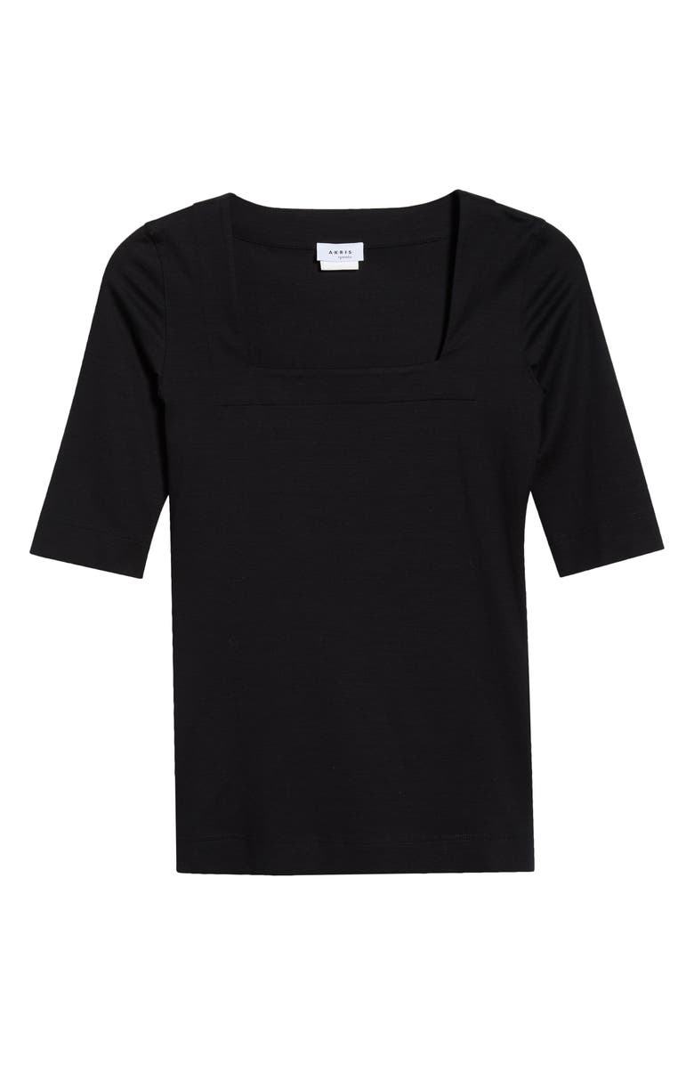 Akris punto Square Neck Jersey T-Shirt, Alternate, color, Black