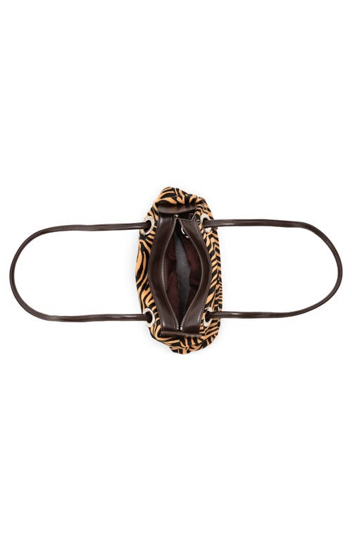 Jeffrey Campbell Chessy Convertible Genuine Calf Hair Shoulder Bag In Tan Black Zebra