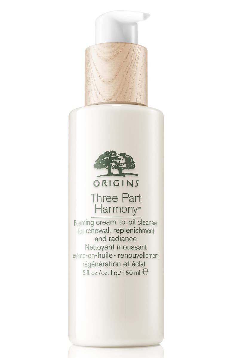 Origins Three Part Harmony Foaming Cream-to-Oil Cleanser for Renewal, Replenishment & Radiance, Main, color,