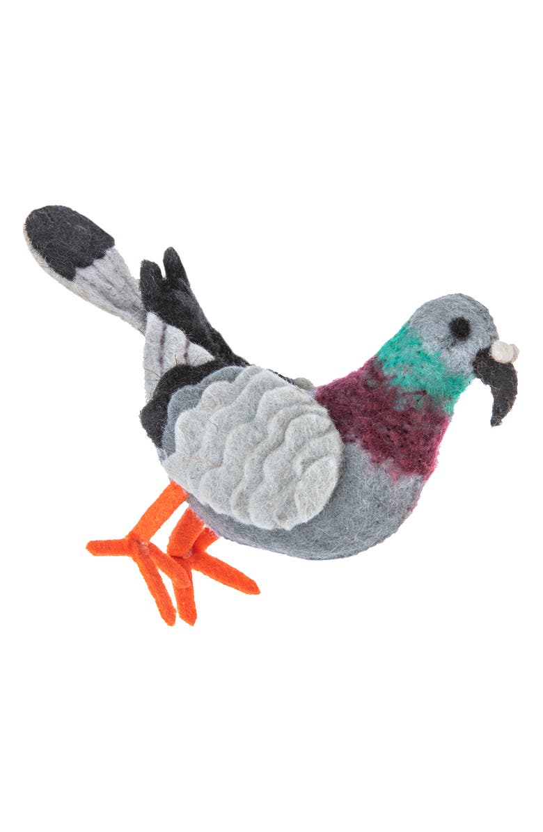 Silk Road Bazaar Handmade Pigeon Felt Ornament, Main, color, Grey