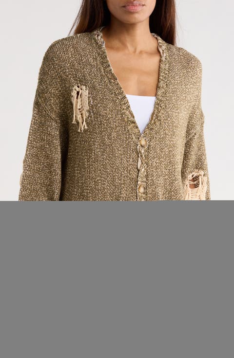 Distressed Oversize Cotton Cardigan