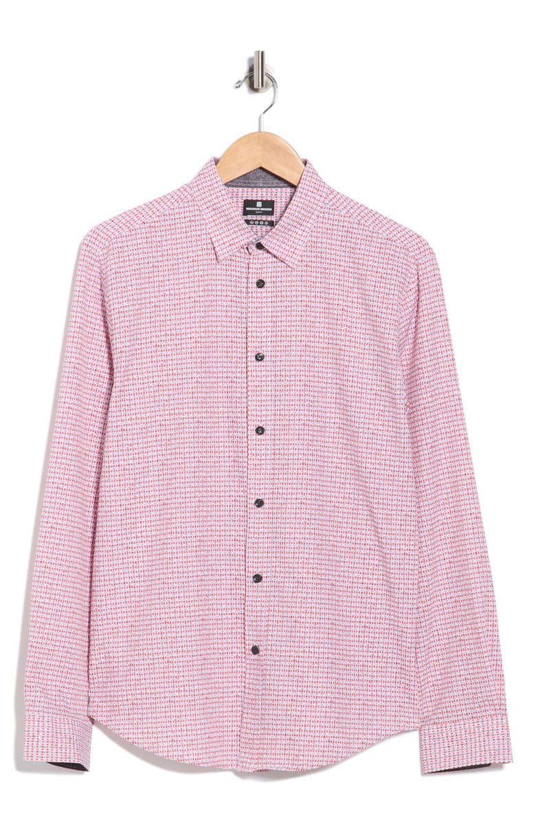 Brooklyn Brigade Geometric Watercolor Button-Up Shirt, Alternate, color, Red